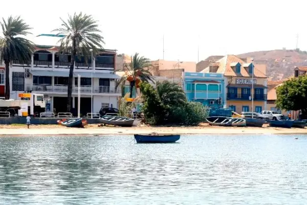 Boats on the beach at Rua de Praia in Mindelo, São Vicente