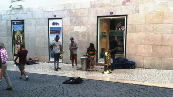 Street musicians performing in Mindelo, São Vicente