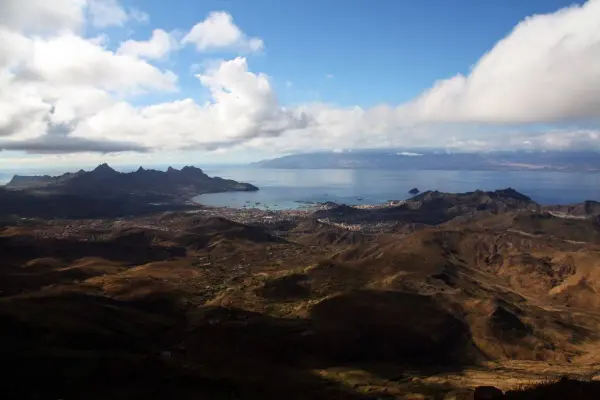 Mindelo and its bay viewed from Boca de Vento, São Vicente