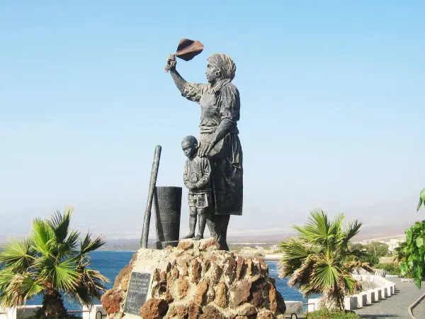 Waving goodbye monument in Porto Novo, Santo Antão